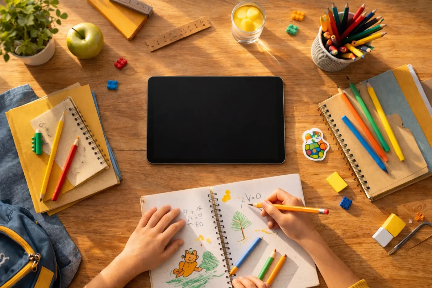Tabletă și rechizite școlare